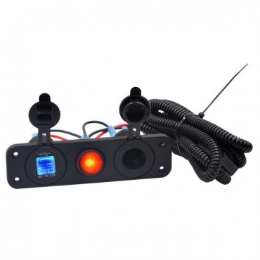 12C-24V 3.1A Dual USB Charger Socket LED Switch Panel Power Supply Waterproof Marine Car Boat