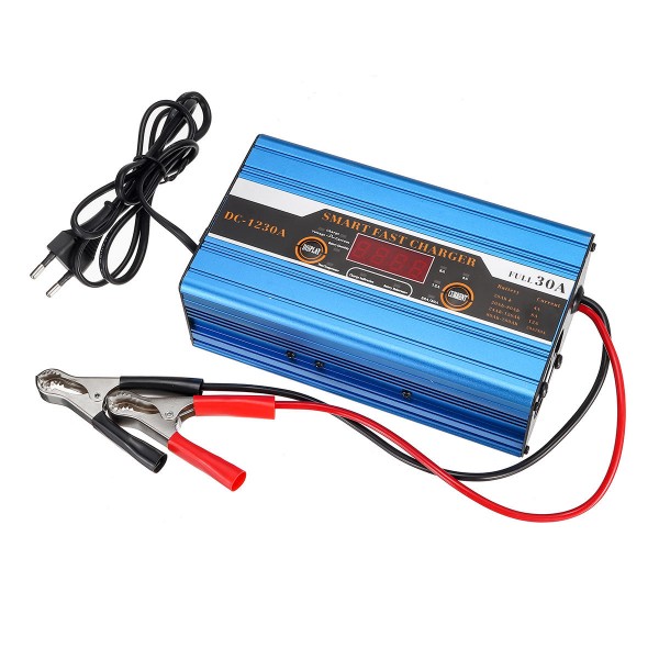 12V 20A/30A/40A Battery Lead-acid 20Ah To 200Ah Smart Charger Multifunction For Car Motorcycle LCD Display