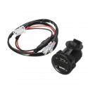 12V 2.1A 1A Dual Usb Charger Socket Voltage Volt Meter Led Light For Car Motorcycle