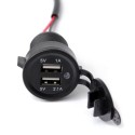 12V 24V 3.1A Socket Dual USB Spliter Charger Adapter with Cable for Motorcycle Car