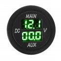 12V 24V AUX Main LED Digital Dual Voltmeter Voltage Gauge Battery Monitor Panel