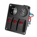 12V 3 Gang Dual USB ON OFF Toggle Switch Panel Socket LED Car Marine Boat Rocker