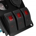 12V 3 Gang Dual USB ON OFF Toggle Switch Panel Socket LED Car Marine Boat Rocker