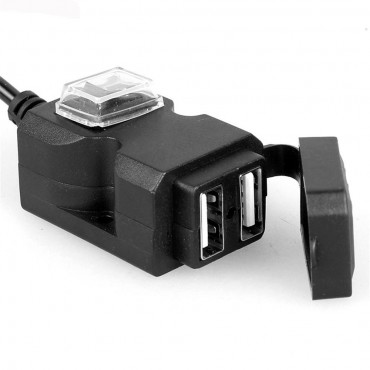 12V Waterproof Dual USB Port Motorcycle Handlebar Charger 1A/2.1A Adapter Power Supply Socket