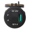 12V/24V QC 3.0 LED USB Charger Socket Voltmeter Current Display For Boat Motorcycle