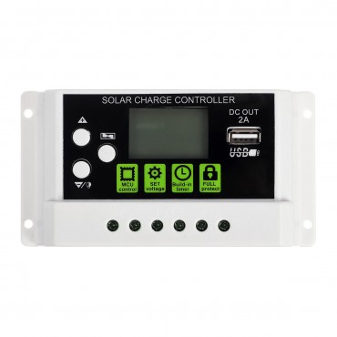 20A 12V/24V LCD Display PWM Solar Panel Charging Controller Li-ion & Lead Acid Battery Compatible USB DC Backlight Display