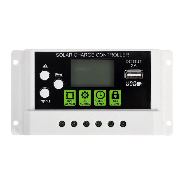 20A 12V/24V LCD Display PWM Solar Panel Charging Controller Li-ion & Lead Acid Battery Compatible USB DC Backlight Display