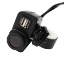 2.1A LED 12V Multifunctional Waterproof Motorcycle USB Charger+Digital Voltmeter+Thermometer