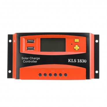 30A 12V/24V PWM Solar Panel Battery Regulator Charge Controller LCD Dual USB