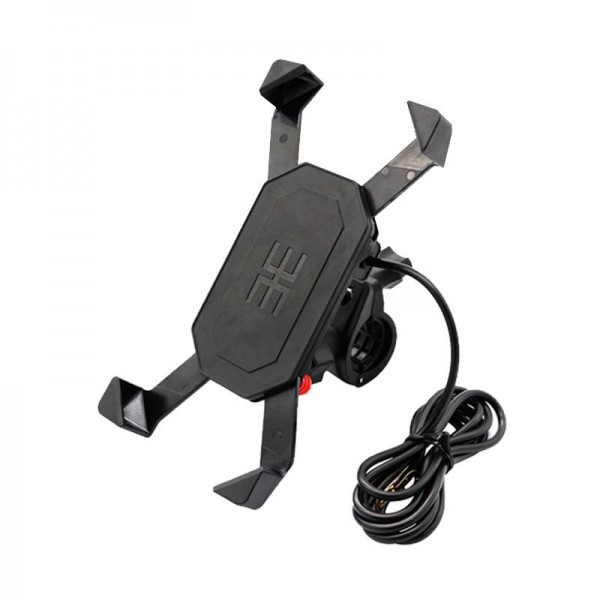 3.5-6inch USB Charing Cell Phone GPS Holder Motorcycle Bike Handlebar Mount Black