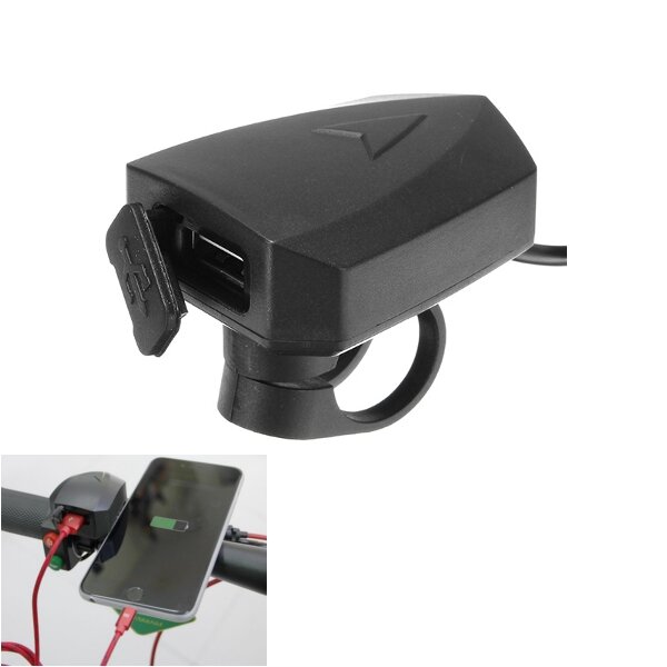 36V-100V 48V 5V 2A Handlebar Phone GPS USB Charger For E-scooter Bike Mount Clamp