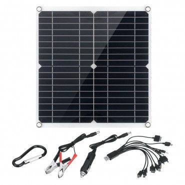 50W 18V Solar Panel USB Power Bank Solar Panel Kit Complete Charger with 10 IN 1 Charging Line for Boat Car Smartphone Charger