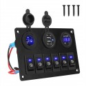 6 Gang 12V Switch Panel USB Charger ON-OFF Toggle Rocker For Car Boat Marine