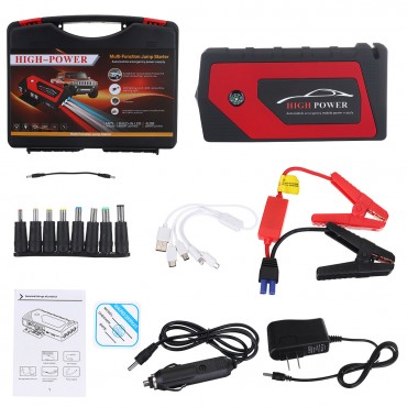 69800mAh 12V Motorcycle Car Jump Starter Portable USB Power Bank Battery Booster Clamp 600A