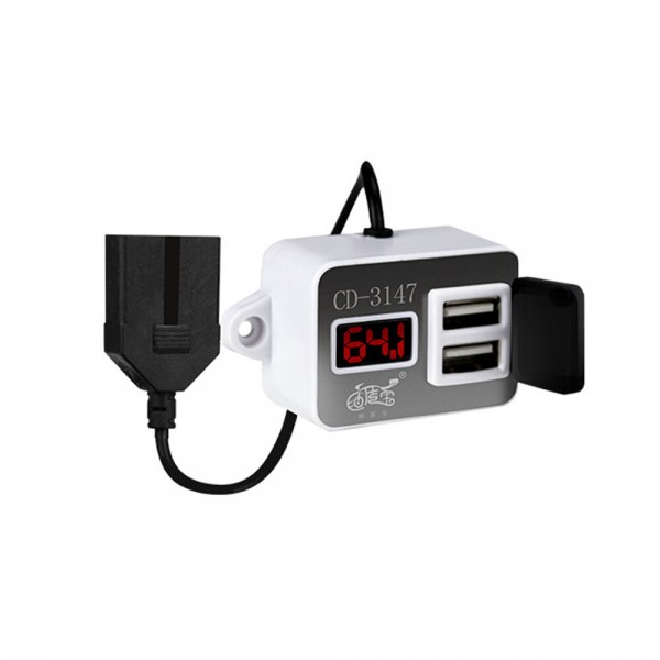 9V-80V 2.4A Fast Charge Dual USB Charger Scooter Mobile Phone Voltage Display For Electric Scooter Bike Vehicle Universal