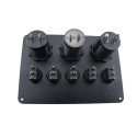 Car Boat Switch Panel Waterproof Digital Voltmeter Dual USB Port 12V Outlet Combination Marine LED Rocker 5 Gang