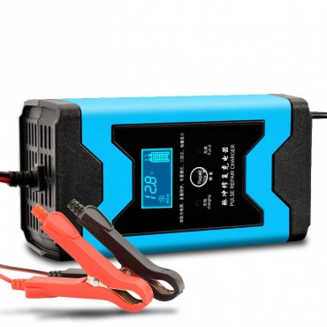 12V 6A Pulse Repair LCD Battery Charger Blue For Car Motorcycle Lead Acid Battery Agm Gel Wet