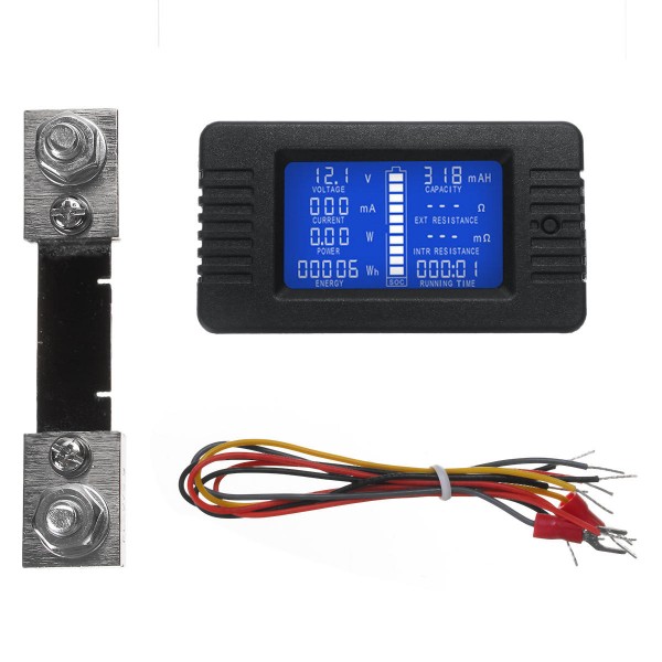 LCD Display DC Battery Voltage Monitor Meter 0-200V Volt Amp For Cars RV Solar System