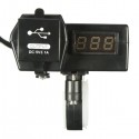 Motorcycle Blue LED Voltage Volt Meterr USB Power Socket Charger For GPS Cell Phone