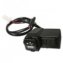 Motorcycle Blue LED Voltage Volt Meterr USB Power Socket Charger For GPS Cell Phone