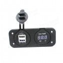 Motorcycle Auto Dual Usb Charger Adapter LED Indicator Volt Meterr