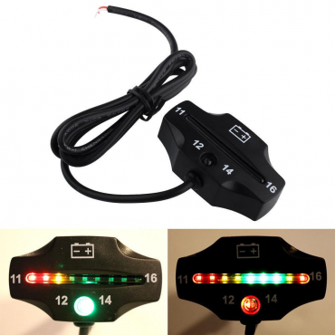 Motorcycle Car Universal Waterproof LED Battery Voltage Meter Indicator Pad 12V