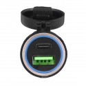 QC3.0 Type-C Waterproof General Quick USB Charger Socket Charger Blue Light