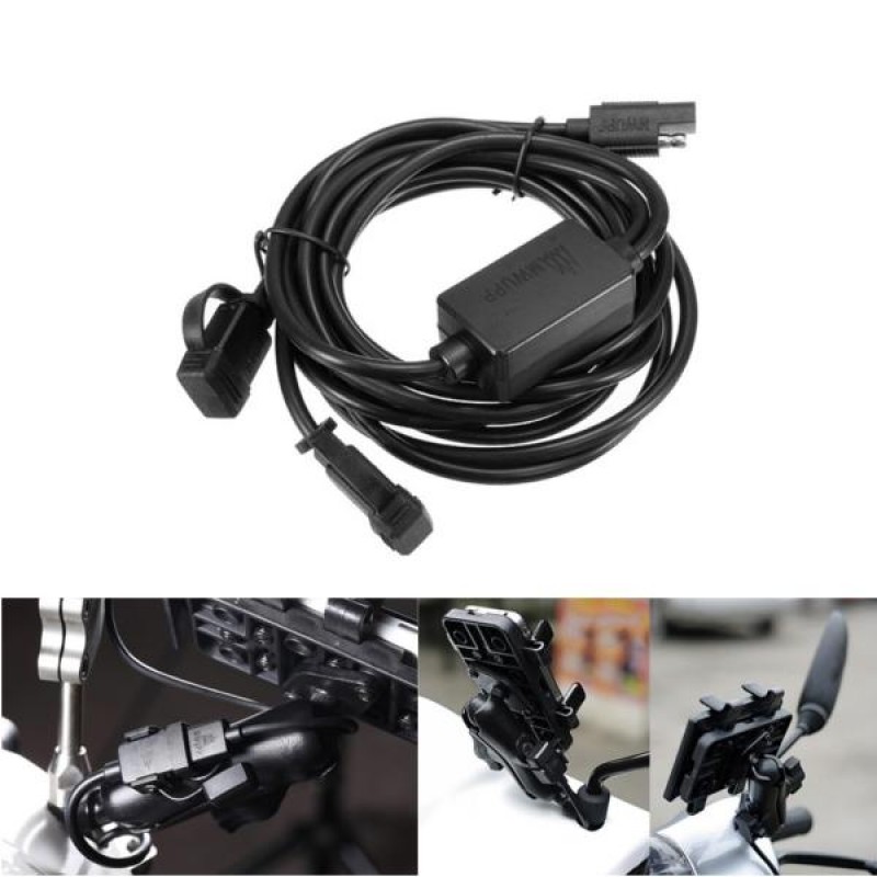 SAE To USB Adapter Dual USB Phone Motorcycle Charger Waterproof Socket