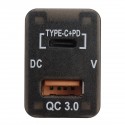 TYPE C+PD & QC3.0 Port Dual Battery Volt Meter for Toyota Prado 150 Landcruiser