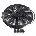 Universal 12V 80W Electric Cooling Radiator Fan Pull Push Straight Black Blade