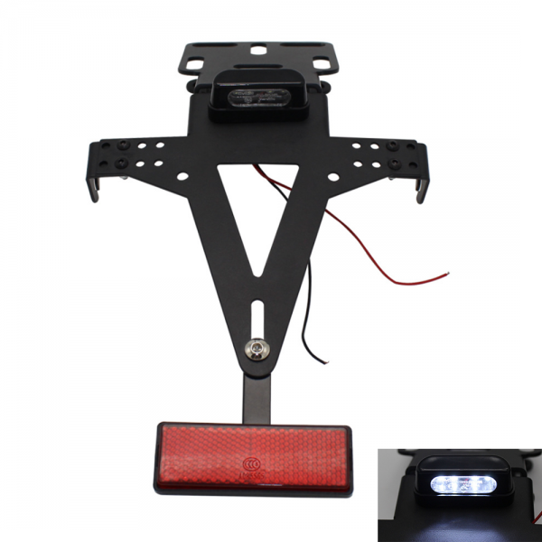 12V Motorcycle License Plate Bracket Frame Motocross Rear Mudguard Off-road Metal Bracket with LED Tail Light