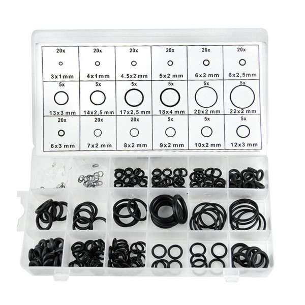 225PCS Assorted O RING SET Black Rubber Seals Sink Tap Washers Plumbing Air Gas