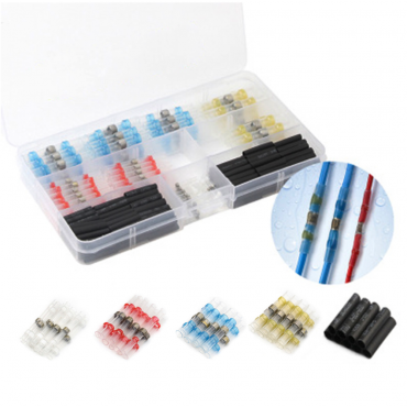 250PCS Solder Seal Wire Connectors Heat Shrink Solder Butt Connectors Terminals Connector Kit Automotive Marine Insulated