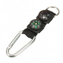 3 in 1 Survival Keychain Ring Camping Buckle Compass Thermometer Multifunctional