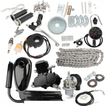 Upgraded 80cc 2 Stroke Motorized Bicycle Gas Engine Motor Kit with Speedometer Black