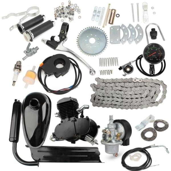 Upgraded 80cc 2 Stroke Motorized Bicycle Gas Engine Motor Kit with Speedometer Black