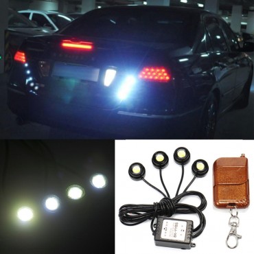 12V Car LED Daytime Running Lights Fog Signal Lamp Auto One Tow Four Flash White Light DRL 6000K IP68
