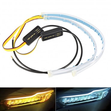 2PCS 30CM Waterproof LED Car DRL Daytime Running Lamp Strip Light Soft Tub