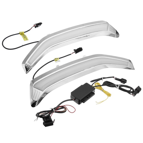 2Pcs Car LED DRL Daytime Running Lights Turn Signal Fog Lamps Waterproof White&Yellow Lighting For Subaru Forester 2013-2018