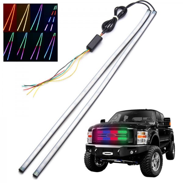 2in1 60CM 5050 36LED 12V RGB Flexible Car Truck Grille Strip Light Atmosphere Lamp