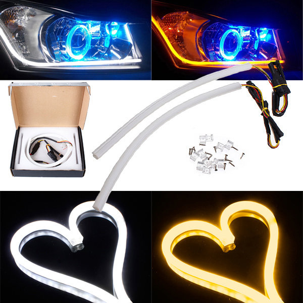 30cm White Amber Switchback Headlight LED Strip Drl Run Light