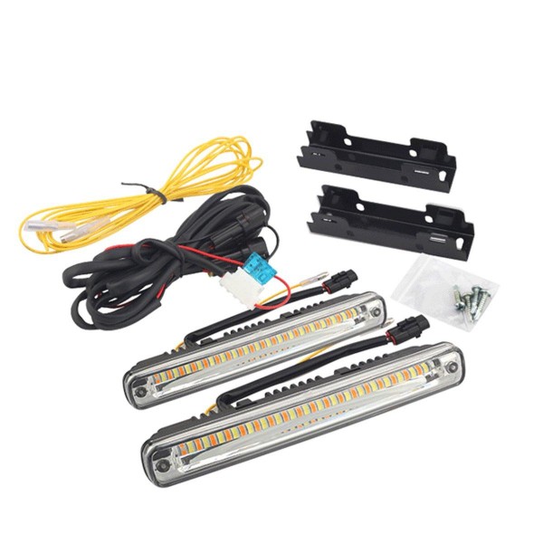 36 LED Dual Color Car Daytime Running Lights DRL Lamps Universal White+Amber