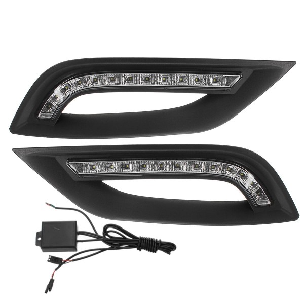 LED DRL Daytime Running Lights Driving Fog Lamp with Controller Wiring Pair for Hyundai I45/Sonata 2011-2014