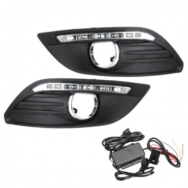 LED DRL Daytime Running Lights Lamp White with Wiring Pair For Ford Focus 2008-2013