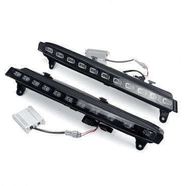 LED White+Amber DRL Daytime Running Lights Turn Signal Lamp Pair For Audi Q7 2006-2009