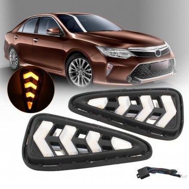 Pair Front Car LED DRL Daytime Running Lights Fog Lights Lamps for Toyota Camry 2015-2017