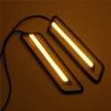 Pair U Shape 800LM White & Yellow COB LED DRL Daytime Running Fog Turn Signal Light