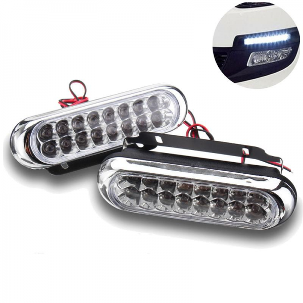 Pair Universal 16 LED Car Daytime Running Lights DRL Fog Day Driving Lamp 12V White