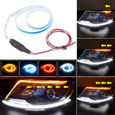 Switchback 60cm Car LED Strip Light DRL with Turn Signal White/Red/Blue Yellow Dual Color 10W DC12V