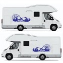 2pcs Set Body Sticker Decal Large Compass Navigation W/Mountain Deer For Camper Van Motorhome Boat Motorcycle Decoration